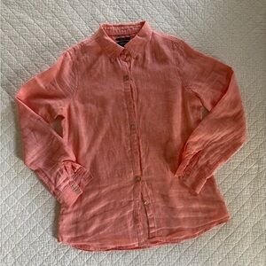 Women's Coral Linen Button Down Shirt